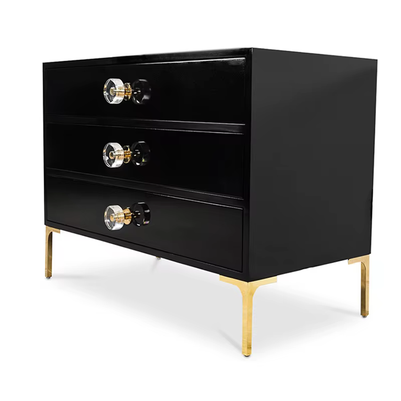 Armoire de chevet moderne en bois noir à 3 tiroirs