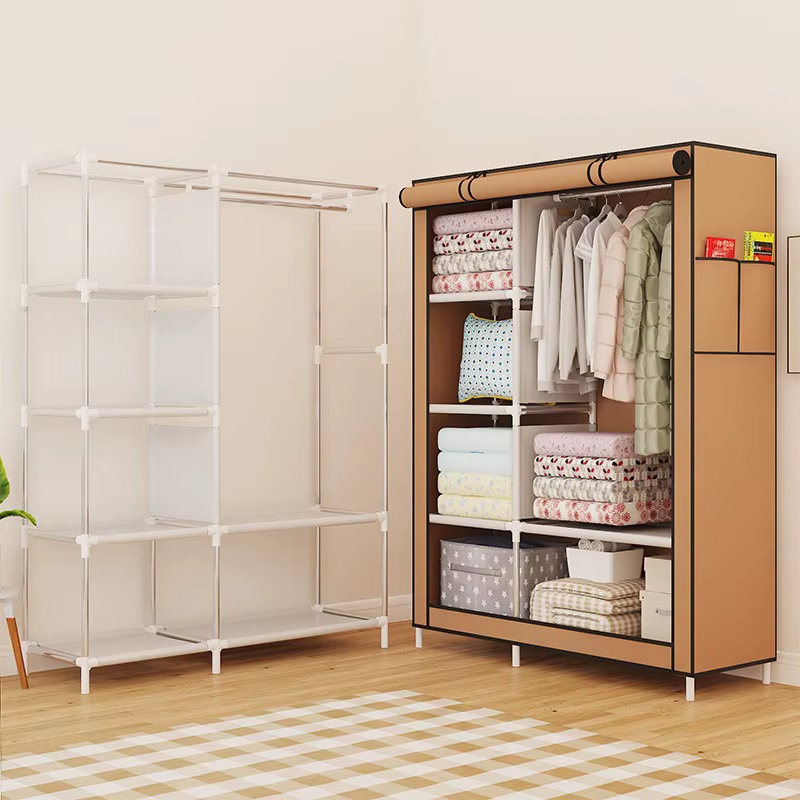 Armoire multifonctionnelle anti-poussière en tissu non tissé pour chambre à coucher
