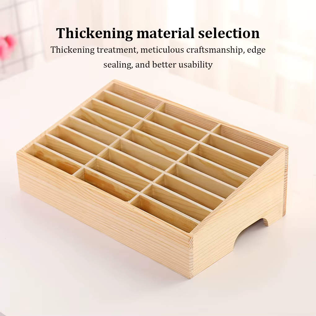 Boîte de rangement en bois multi-grille pour téléphone portable