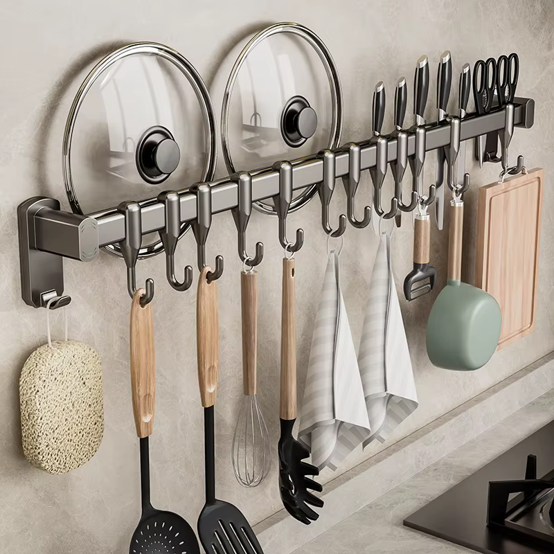 Crochet de cuisine, tige de suspension sans poinçon