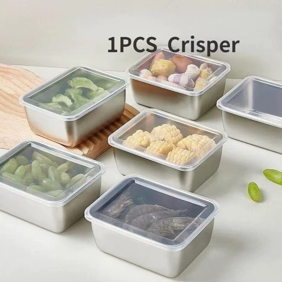 Boîte de rangement pour réfrigérateur en acier inoxydable de qualité alimentaire