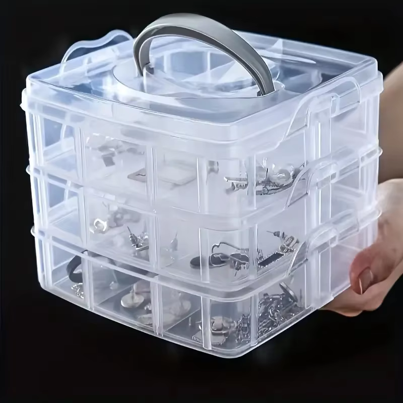 Boîte de rangement à compartiments réglables à 3 niveaux