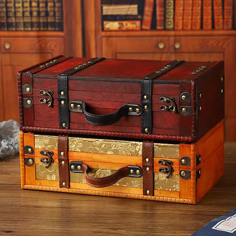 Valise Vintage en bois avec poignée