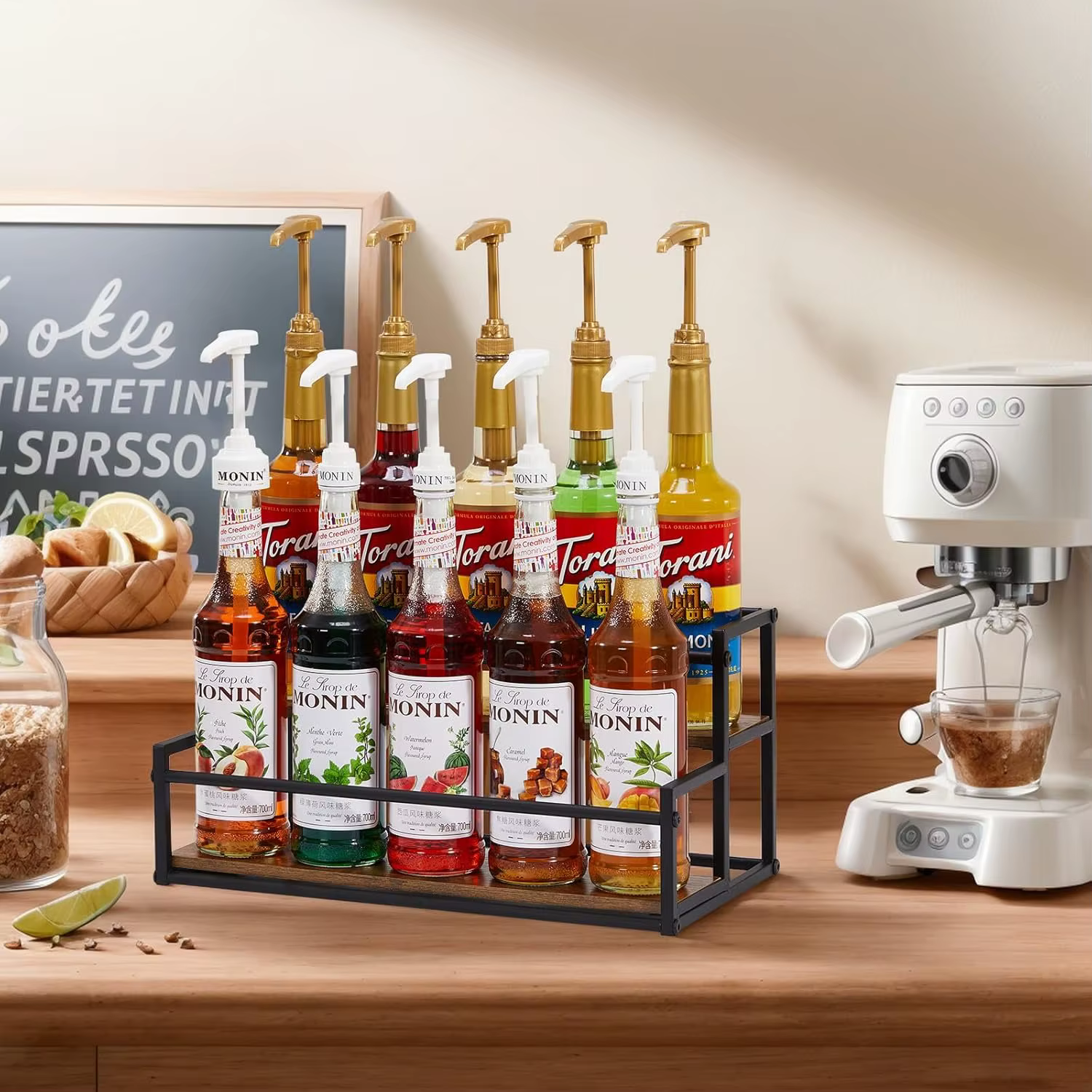 Support de 10 bouteilles de sirop à 2 niveaux pour Bar à café