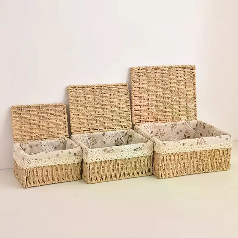 Boîte de rangement en rotin tressé pour jouets