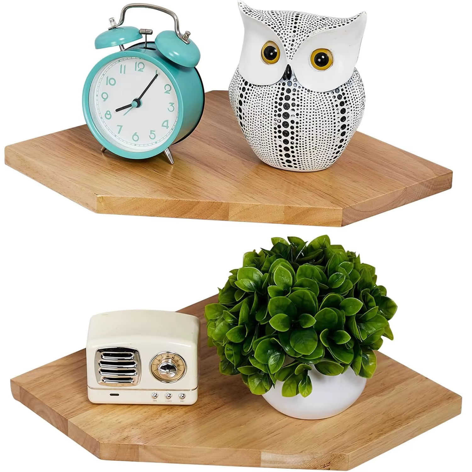 Étagères d'angle murales pour salon chambre présentoir en bois ensemble de 2 pour petites plantes cadres Photo