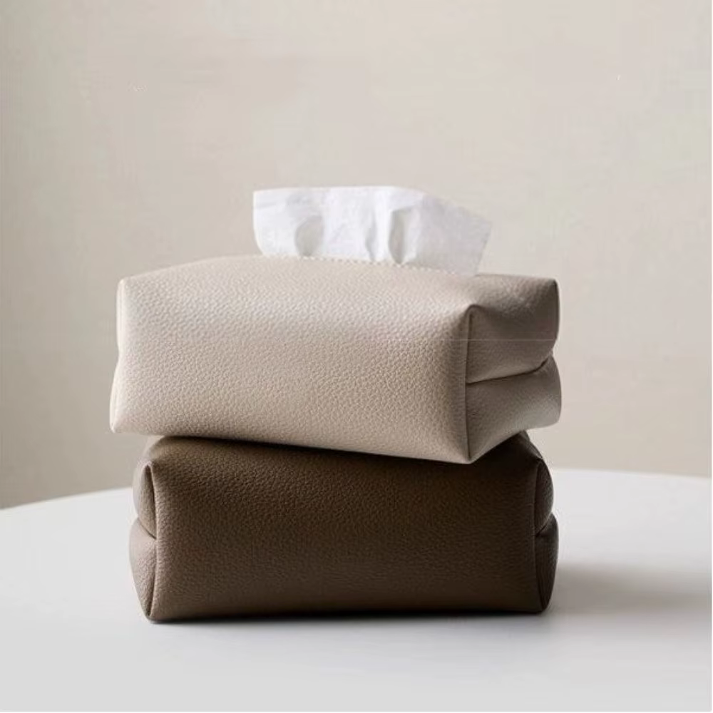 Boîte à mouchoirs en cuir artificiel