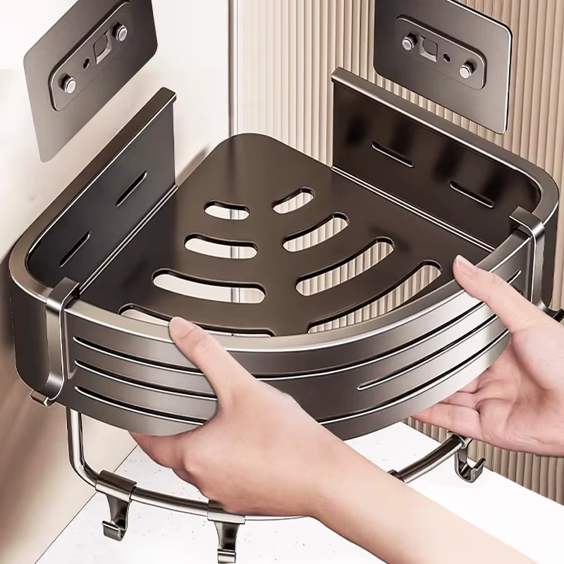 Étagère de salle de bain en aluminium sans perceuse