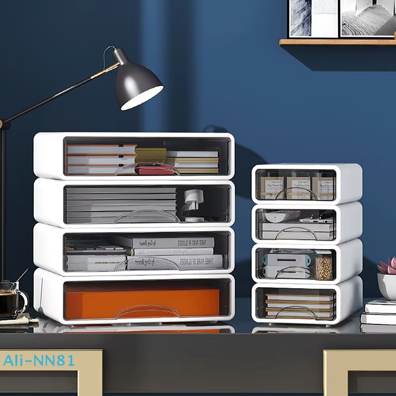 【N】boîte en plastique organisateur de bureau tiroir boîte de rangement de maquillage conteneur de bijoux empilable