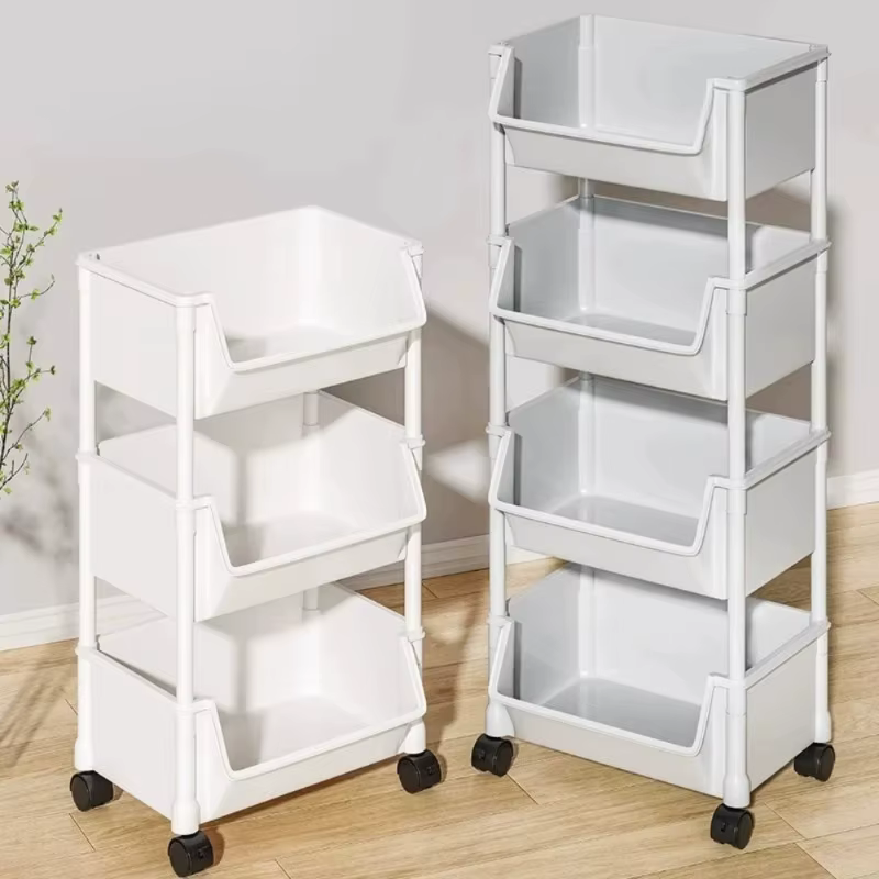 Chariot de rangement mobile multi-niveaux avec roulettes pour la maison
