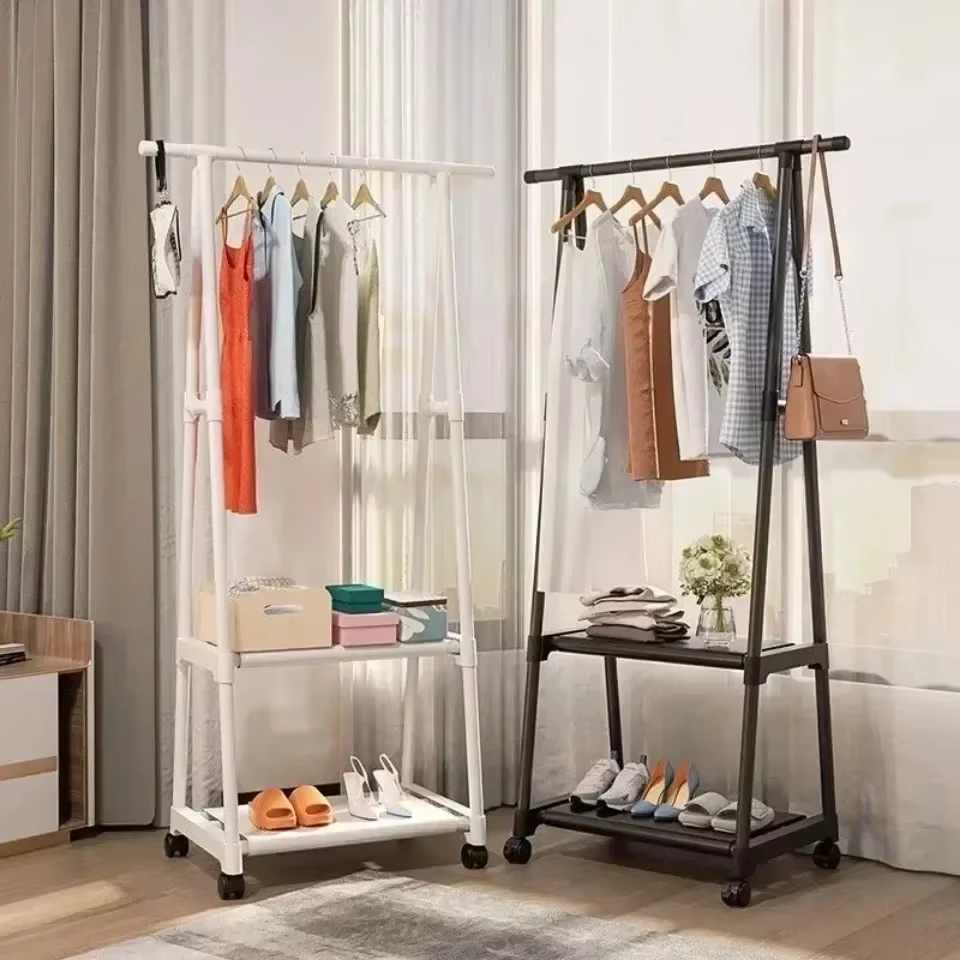 Rangement multifonctionnel dortoir vêtements support de séchage plancher debout porte-vêtements Simple