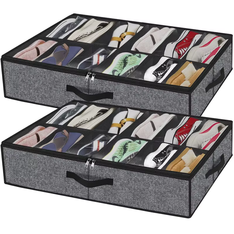 Boîte de rangement pour chaussures avec poignées renforcées pour sous le lit
