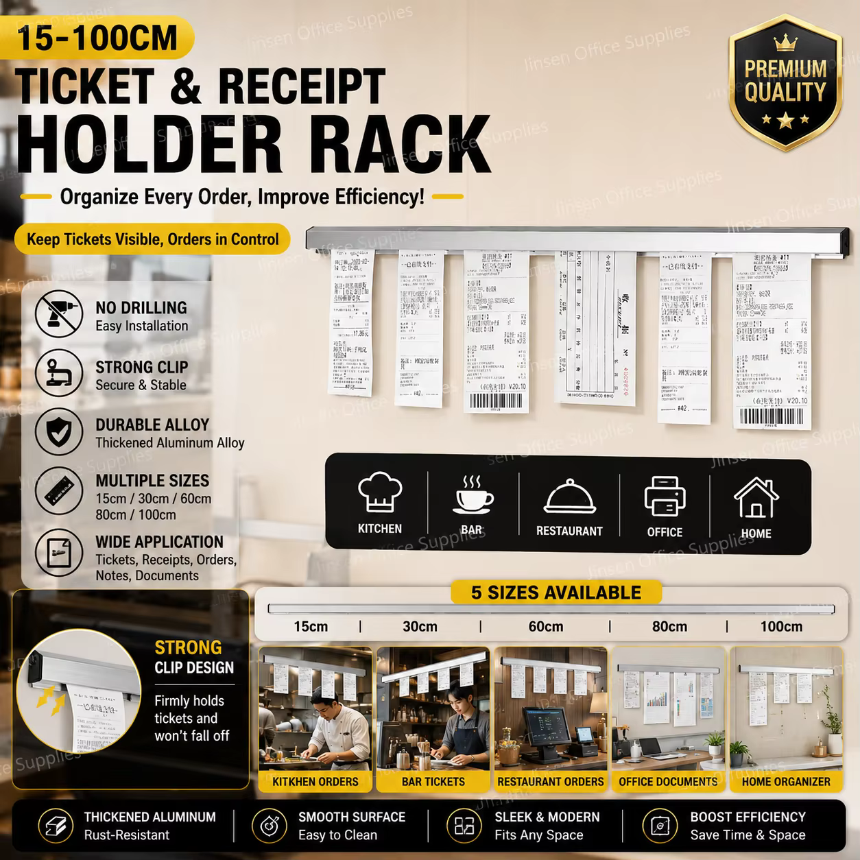 30/40/50/60cm onglet de billet reçu support suspendu Bar cuisine ordre porte document outil