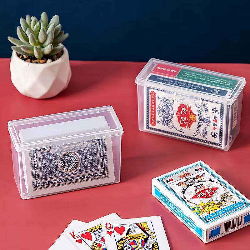 Boîte de rangement en plastique transparente pour cartes à jouer