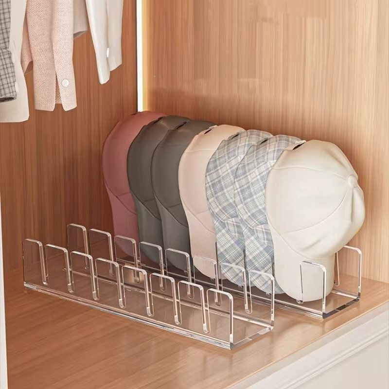 Support de rangement pour casquettes en acrylique avec fentes