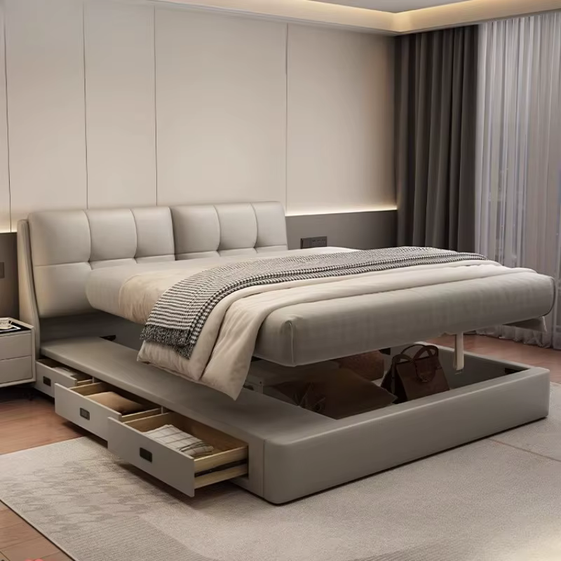 Reine rangement lit chambre King Size Double cadre moderne tête De lit luxe dormir Camas De dortoir accessoires pour la maison