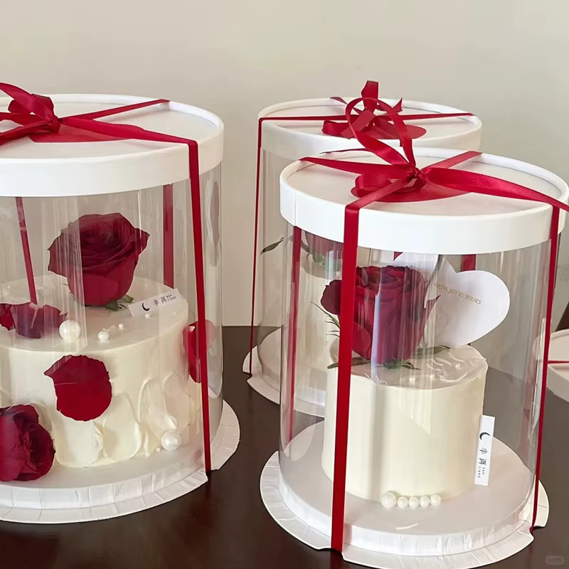 Boîte à gâteau ronde transparente
