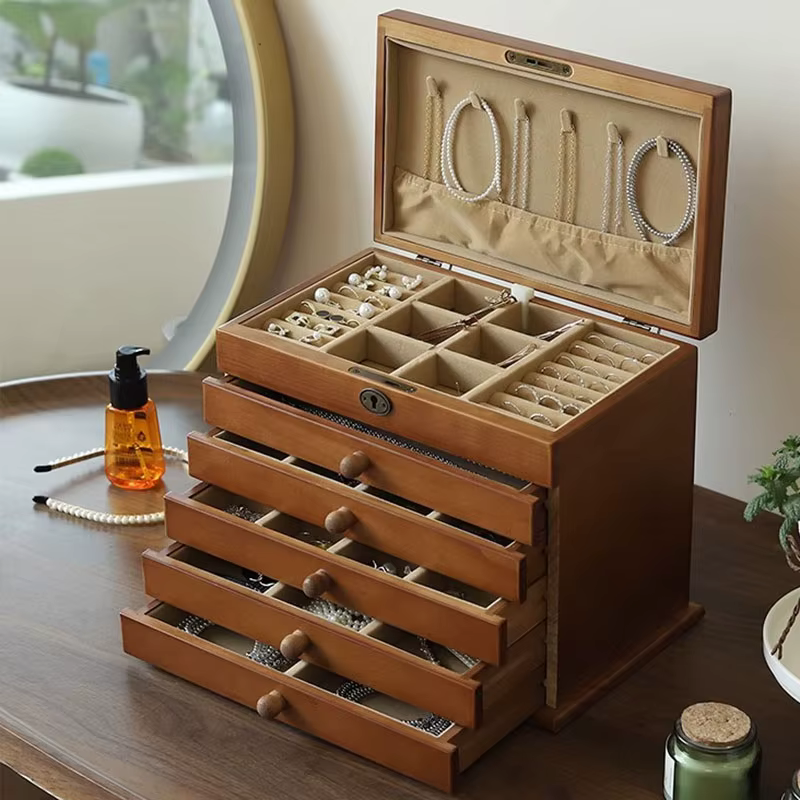 Boîte de présentation de bijoux en bois massif