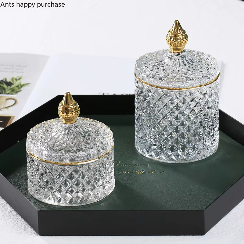 Bocal en verre transparent avec couvercle
