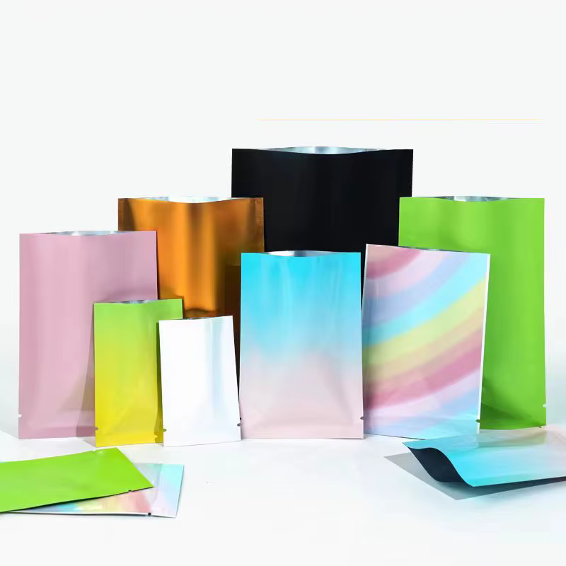 Sac de rangement en aluminium thermoscellable à dessus ouvert, 100 pièces, enveloppe de poudre de café, cadeaux à base de plantes, Sachets jetables, pochettes d'emballage