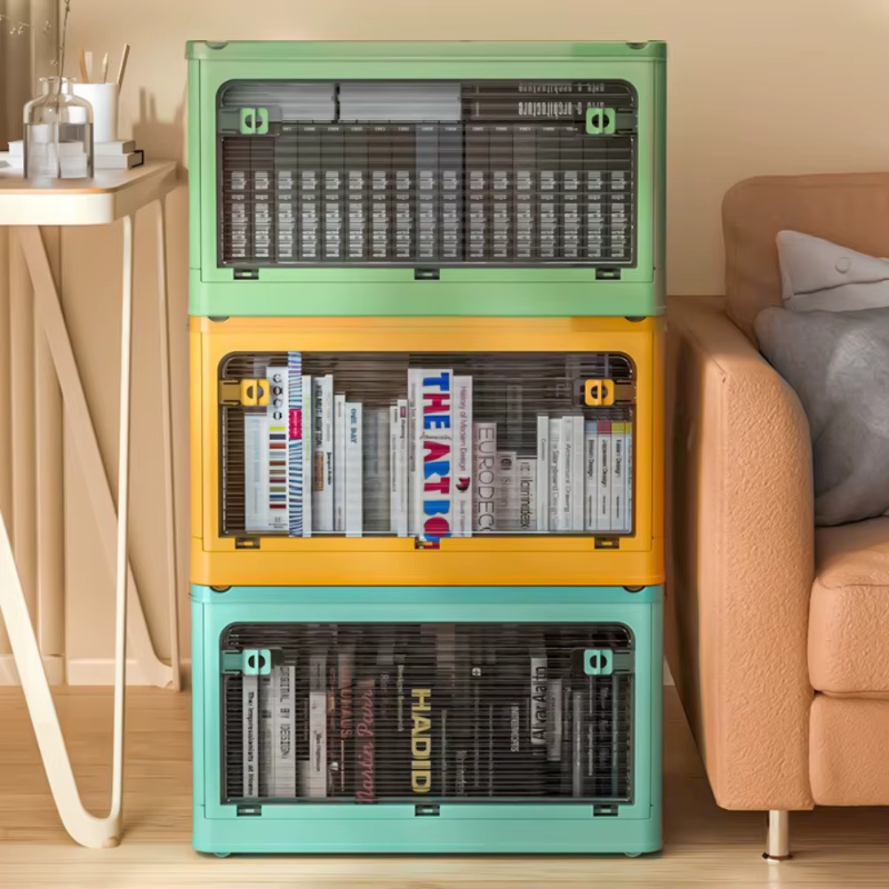 Boîte de rangement pliable avec roulettes, organisateur de placard, durable, facile à assembler, pour livres, jouets, rangement domestique, camping, voyage