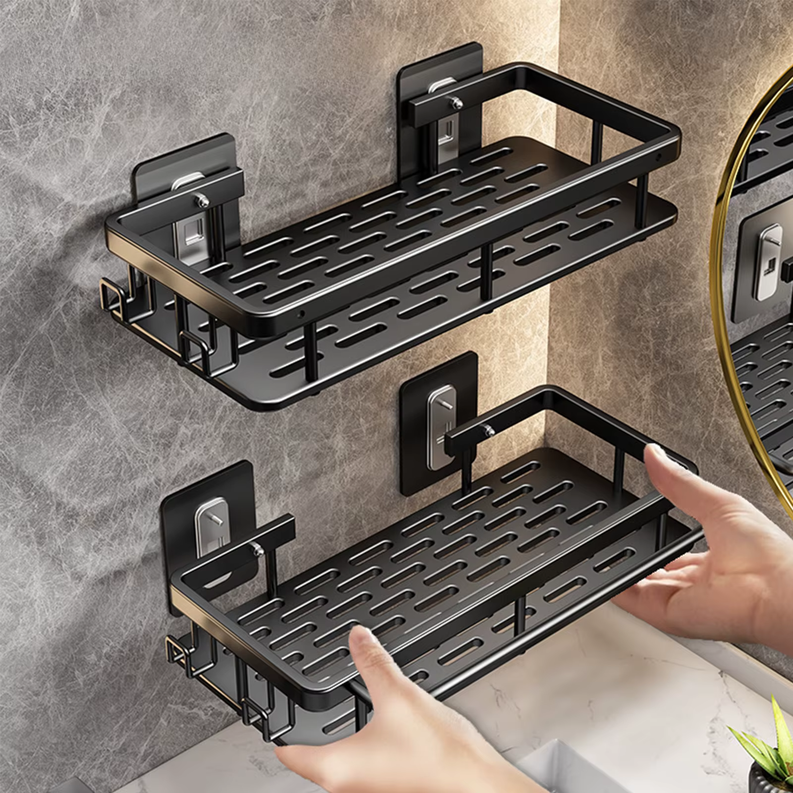 HOShelf-Rangement de toilette mural en aluminium T1