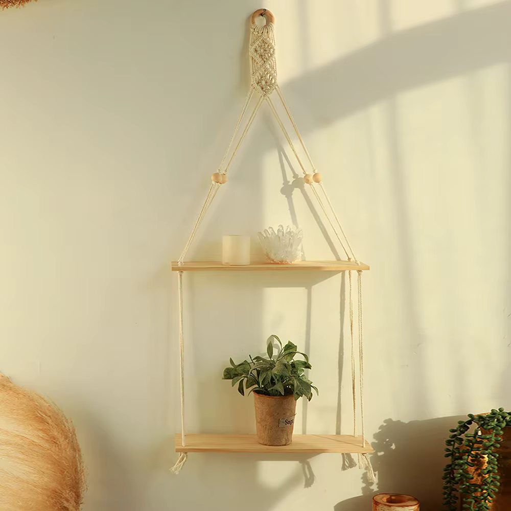 Étagères flottantes en macramé