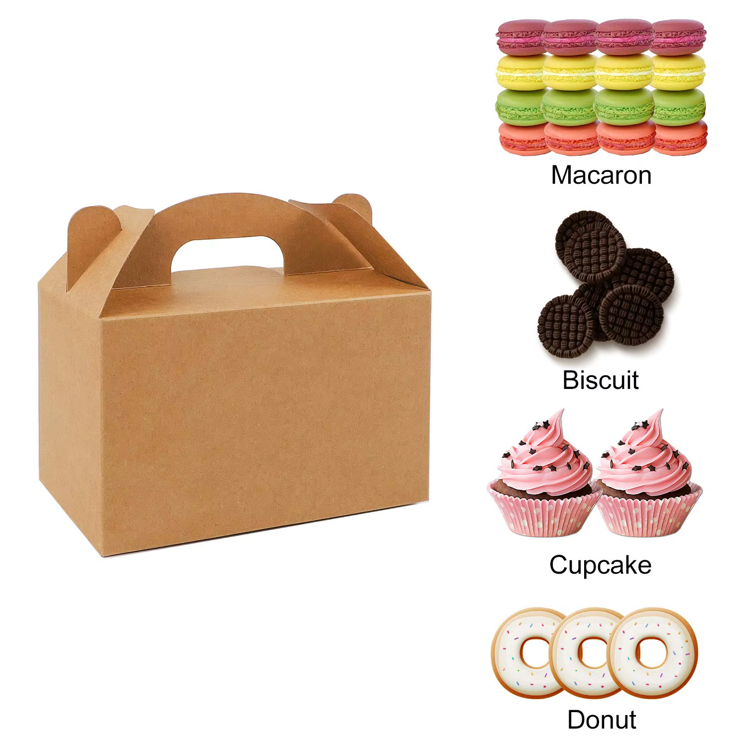 10 boîtes cadeaux en papier kraft avec poignées