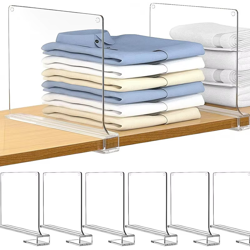 Lot de 2/4/6/8 organiseurs transparents pour étagères de placard