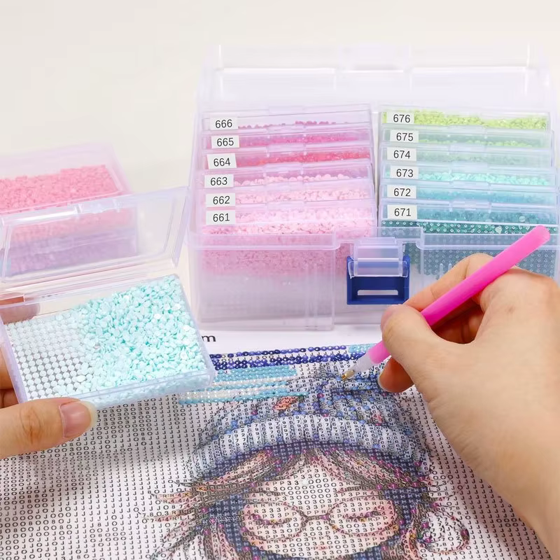 Plateaux de rangement pour peinture diamant avec couvercles