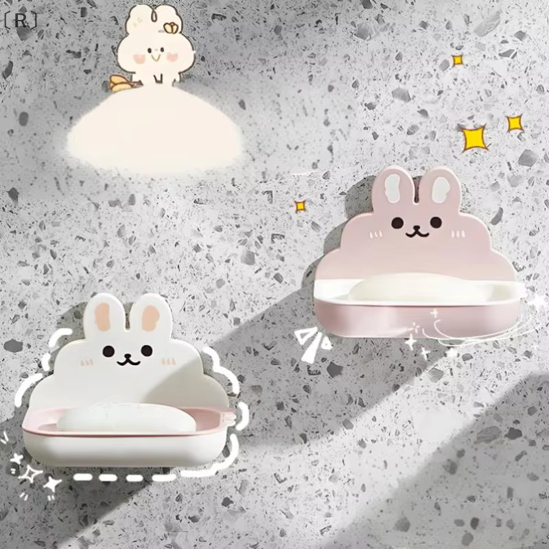 MaveraR mignon lapins savon support de la boîte mural sans poinçon Double couche vidange rapide savons mallette de