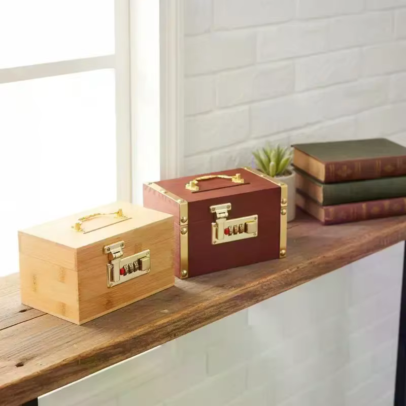 Coffre-fort en bois à combinaison - Boîte de rangement sécurisée pour adultes