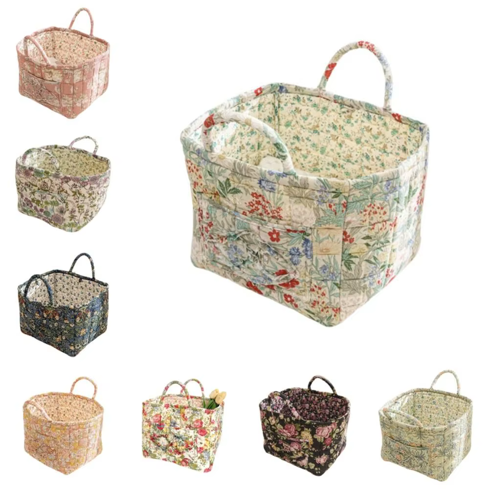 Panier de rangement en tissu à motif floral