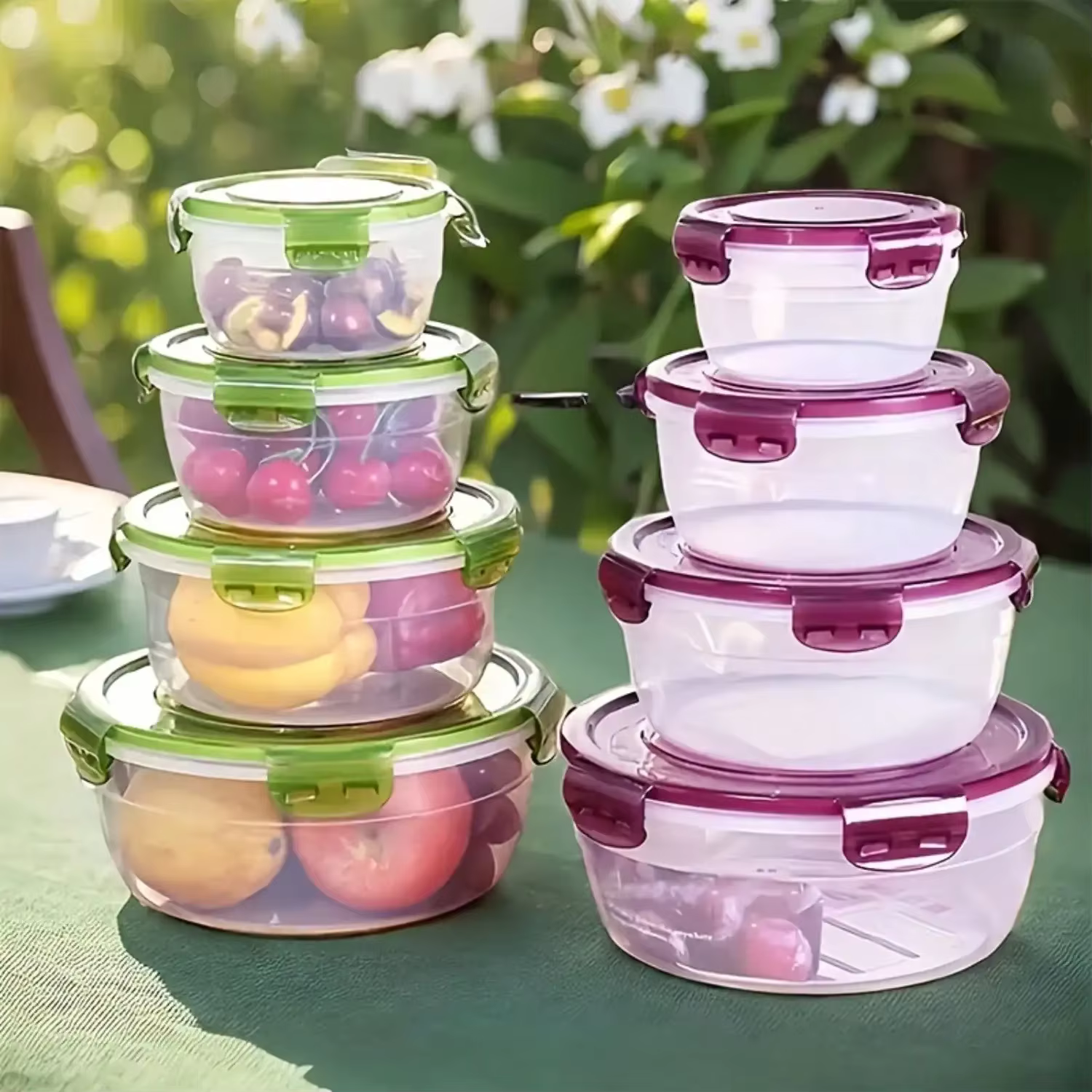 8 pièces/ensemble (4 contenants + 4 couvercles hermétiques) - Boîte de rangement pour légumes et fruits de cuisine
