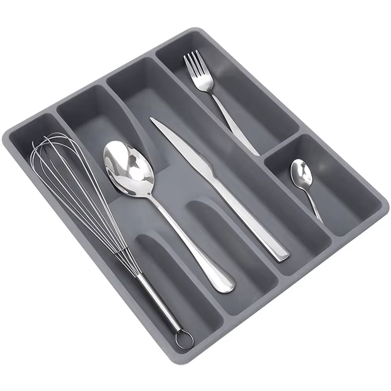 Boîte de rangement pour couverts en plastique, organisateur d'ustensiles, T1