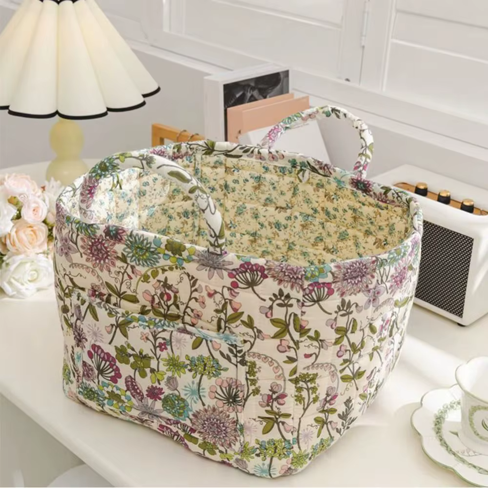 Panier de rangement en tissu à motif floral