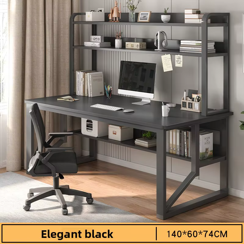 Bureau d'ordinateur stable avec étagère multi-niveaux intégrée