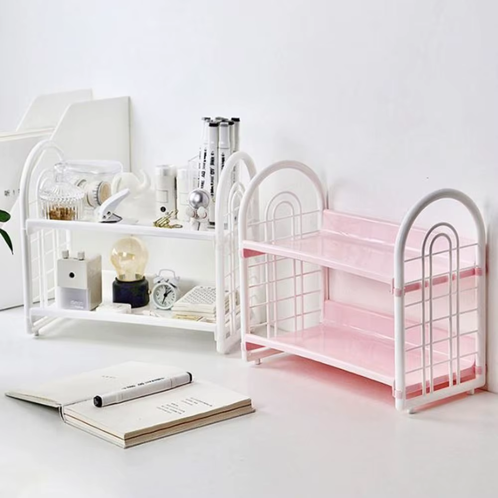 Étagère de rangement double couche en plastique