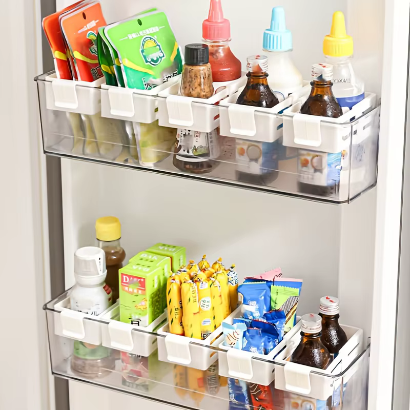 Séparateur de rangement pour réfrigérateur, 2 pièces, cloison de rangement pour porte latérale, déflecteur extensible, organisateur d'étagère pour bouteilles de cuisine