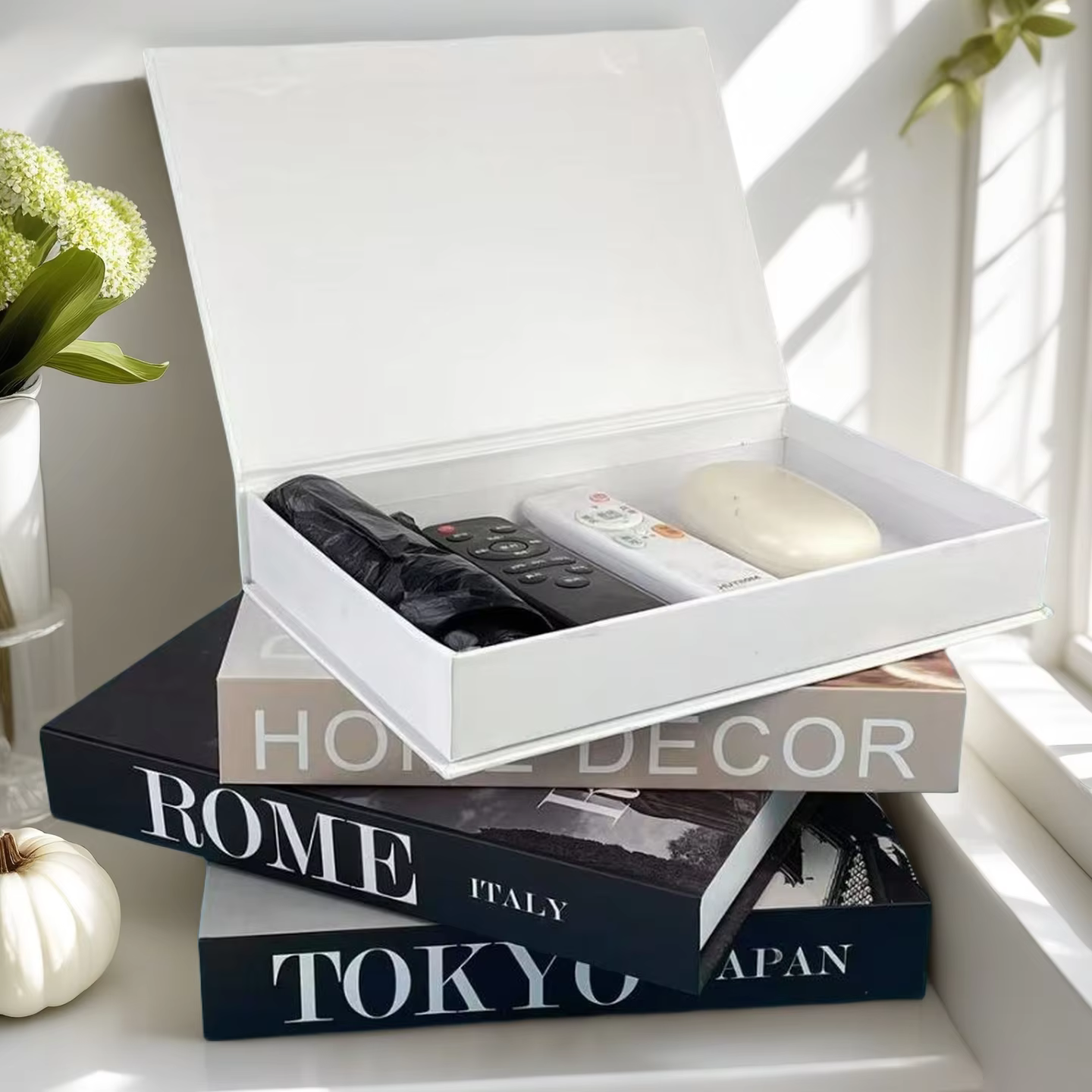 Boîte de rangement de faux livres de luxe