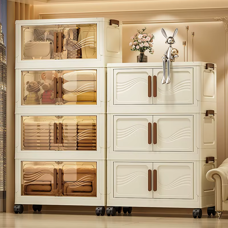 Boîte de rangement pliable avec porte transparente