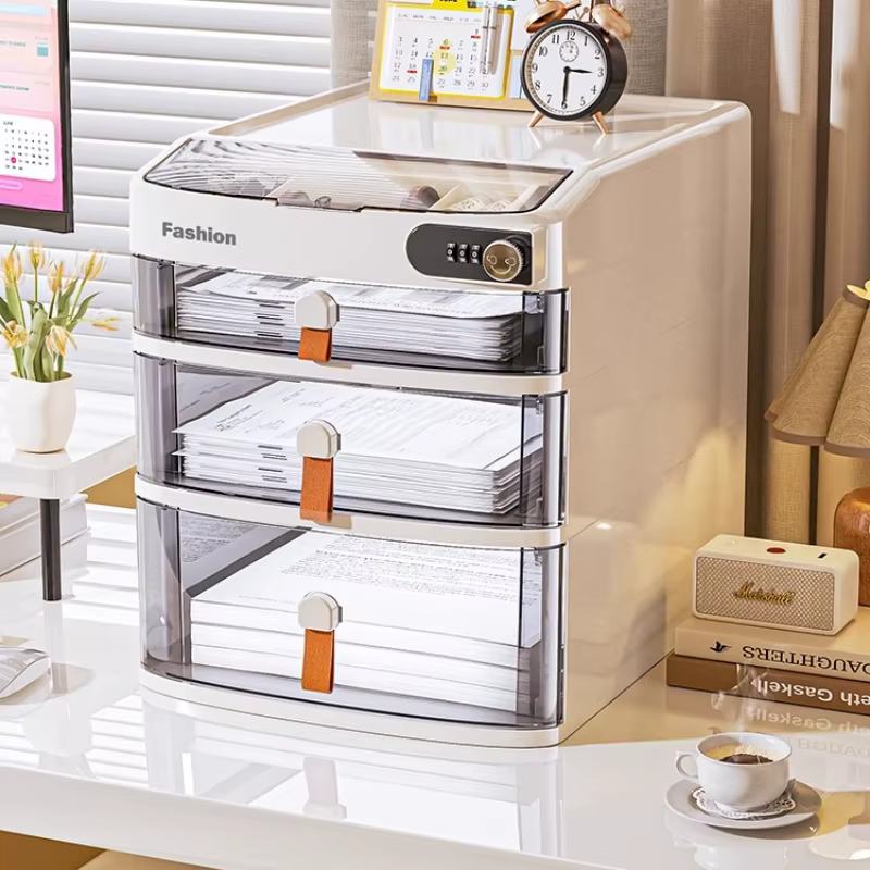 Boîte de rangement de bureau verrouillable avec tiroir à clés