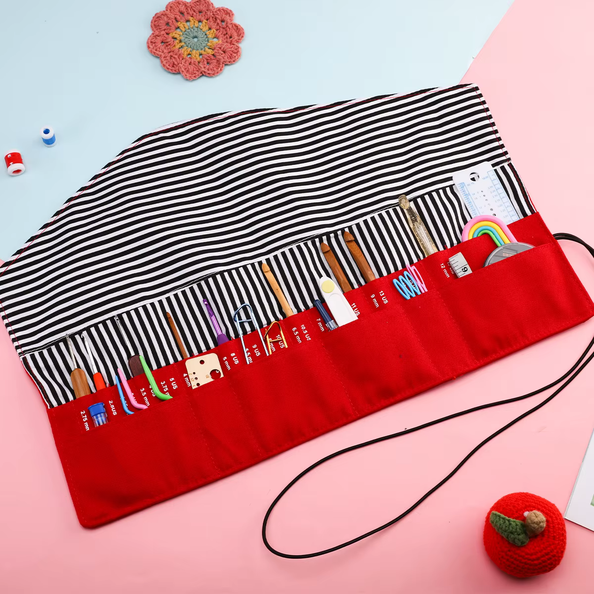 Sac de rangement vide pliable pour aiguilles à tricoter
