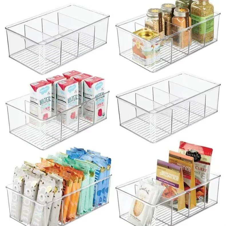 Bac organisateur de réfrigérateur en plastique transparent