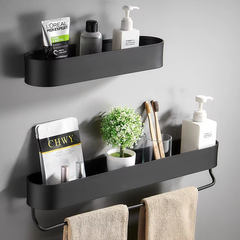 Étagère de salle de bain noire