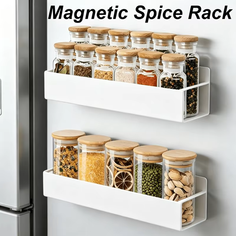 Étagère à épices magnétique blanche pour réfrigérateur