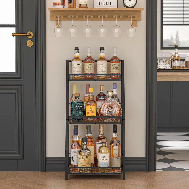Casier à vin en bois, étagère de rangement multicouche sur pied