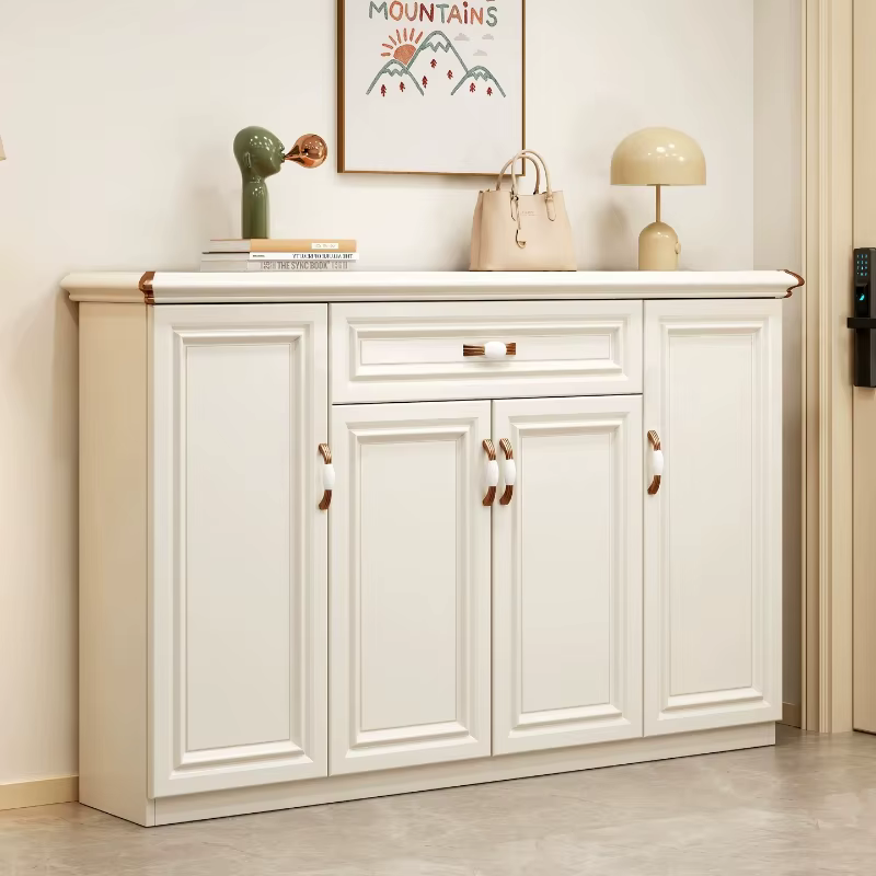 Meuble à chaussures multi-rangements blanc moderne pour entrée
