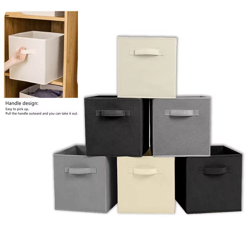 Boîte de rangement pliable en tissu non tissé Cube
