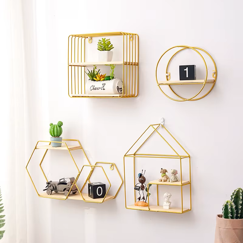 Étagère murale nordique, support de rangement mural en métal, figurines pour cuisine et salon, présentoirs pour artisanat, décoration intérieure
